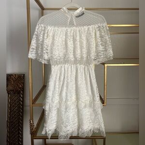 TOPSHOP white lace detailed dress